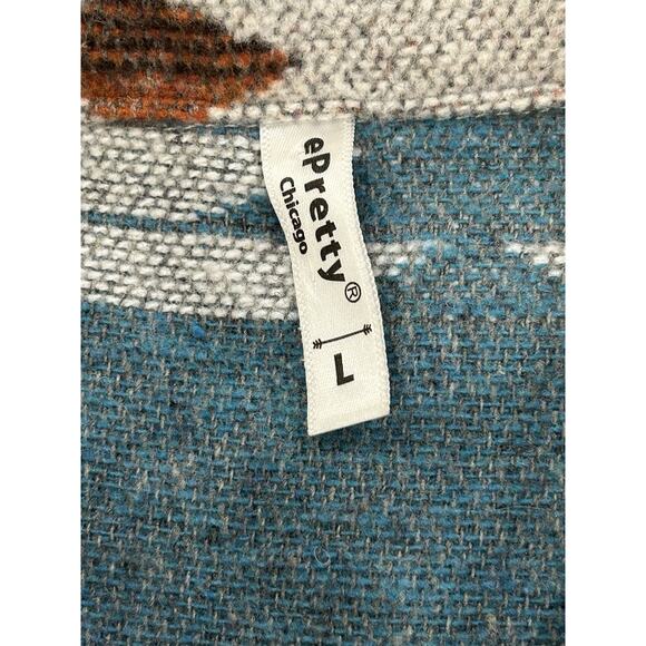 ePretty Chicago Aztec Overshirt Shirt Womens Size L Multicolor Blanket Relaxed - Picture 6 of 8